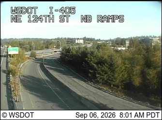 I-405 at MP 20.2: NE 124th St, NB Ramps live camera view