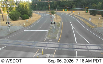 I-5 at MP 120.8: JBLM Main Gate Rail Crossing live camera view