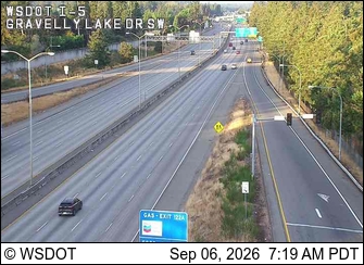 I-5 at MP 124.6: Gravelly Lk Dr live camera view