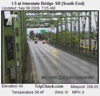 I-5 at Interstate Bridge SB, south end live camera view