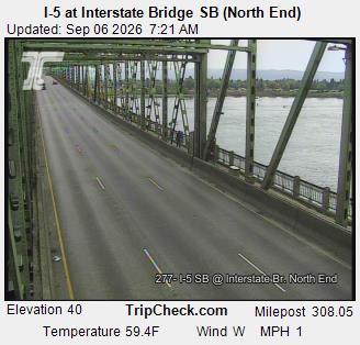 I-5 at Interstate Bridge SB, north end live camera view