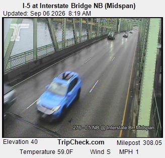 I-5 at Interstate Bridge NB, midspan live camera view