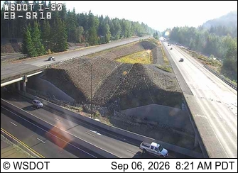 I-90 at MP 25.66: Eastbound at SR 18 live camera view
