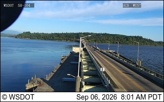 SR 104 at MP 14.7: Hood Canal Bridge Looking West live camera view