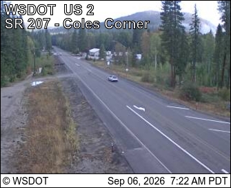 US 2 at MP 84.5: SR 207 Coles Corner looking West live camera view