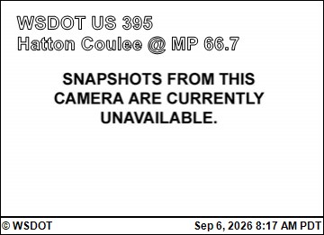 US 395 at MP 66.7: SR 26 Interchange Hatton Coulee live camera view