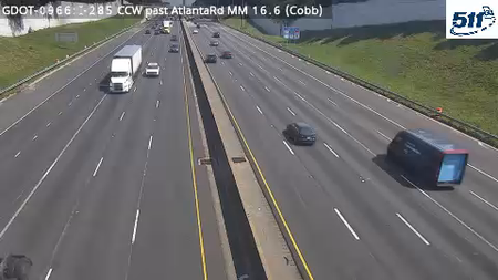 I-285 CCW past AtlantaRd MM 18.5 live camera view