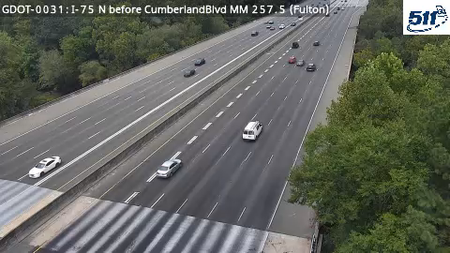 I-75 N before CumberlandBlvd MM 257.1 live camera view