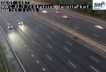 NWC_EL/I-75 S before SR120Alt/NMariettaPkwy MM 266.9 live camera view