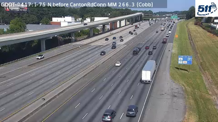 I-75 N before CantonRdConn MM 266 live camera view