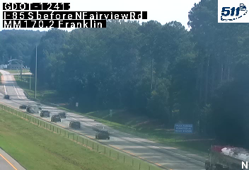 I-85 S before NFairviewRd MM 170 live camera view