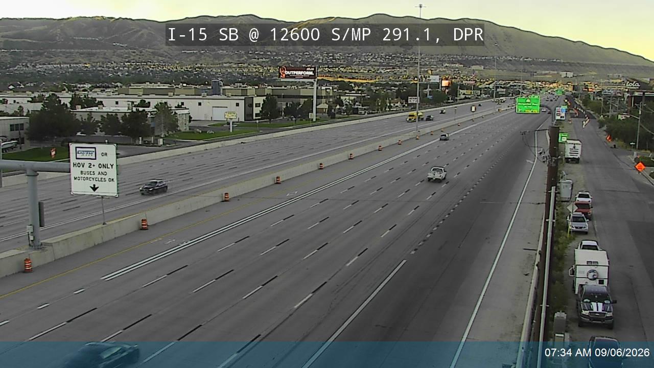 I-15 SB @ 12600 S / MP 291.1, DPR live camera view