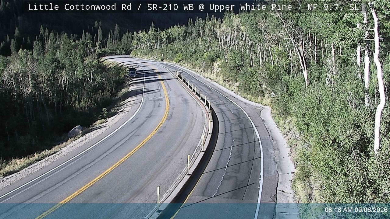 Little Cottonwood Rd / SR-210 WB @ Upper White Pine / MP 9.7, SL live camera view