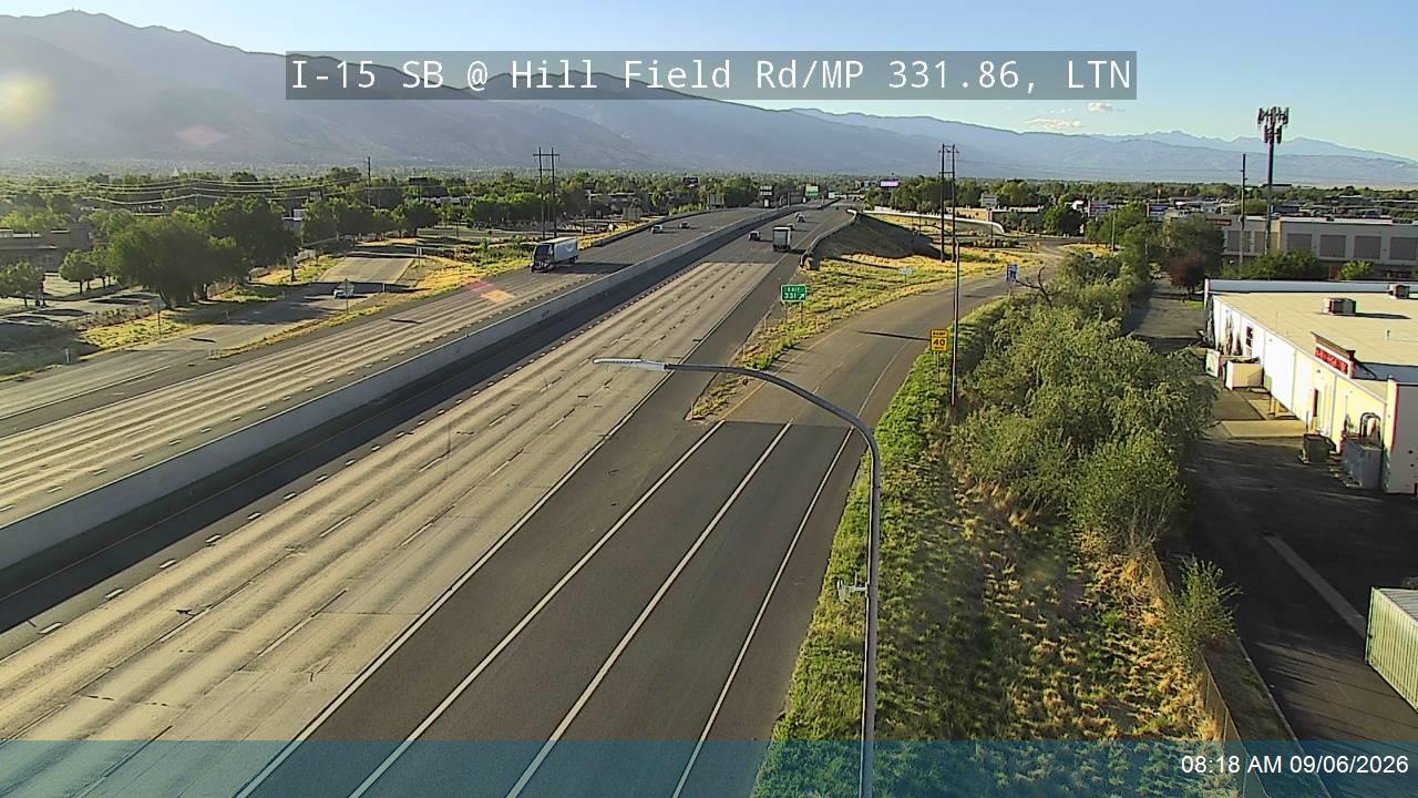 I-15 SB @ Hill Field Rd / 1150 N / SR-232 / MP 331.86, LTN live camera view