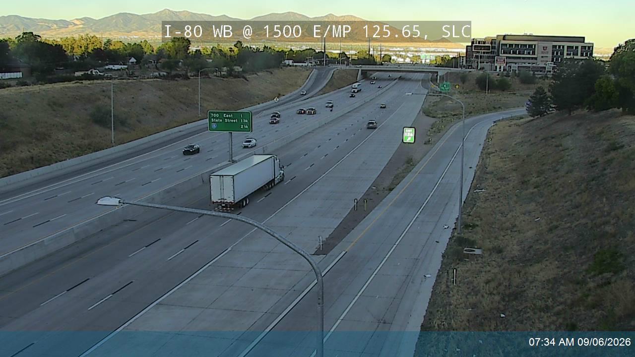 I-80 WB @ 1500 E / MP 125.65, SLC live camera view