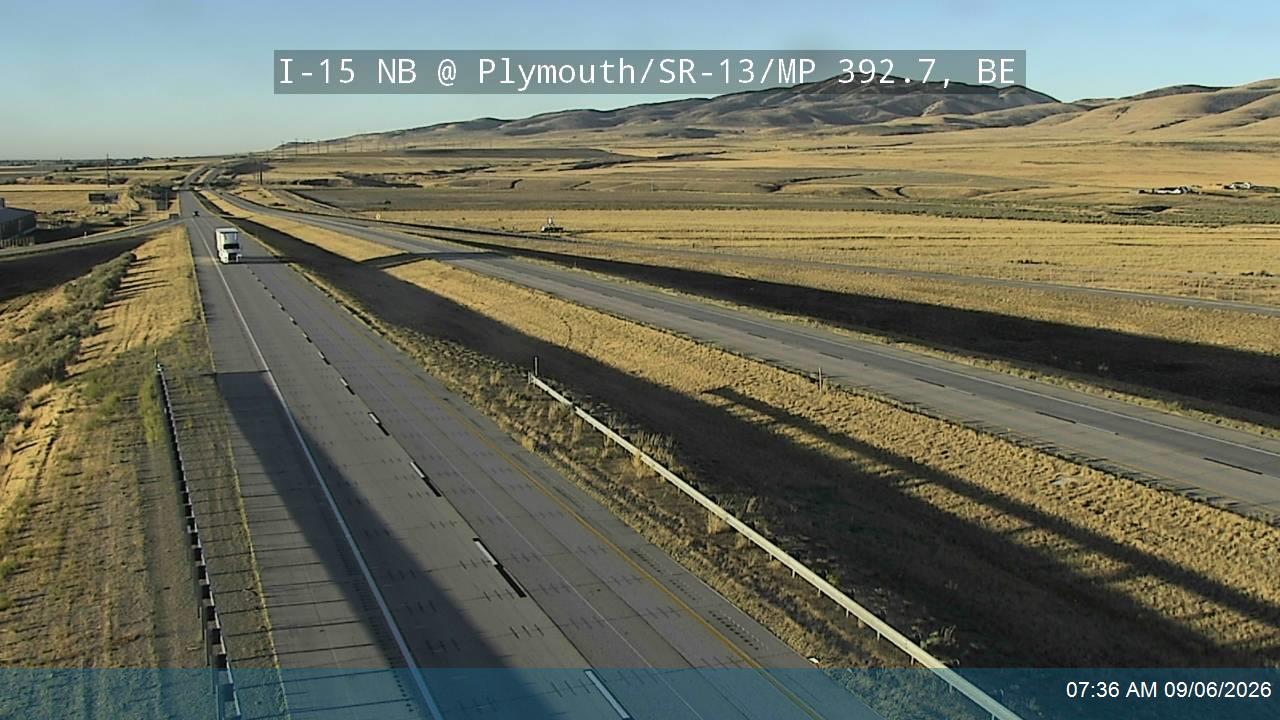 I-15 NB @ Plymouth / SR-13 / MP 392.7, BE live camera view