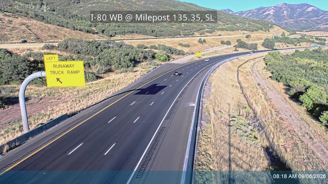 I-80 / Parleys Canyon WB @ Milepost 135.35, SL live camera view