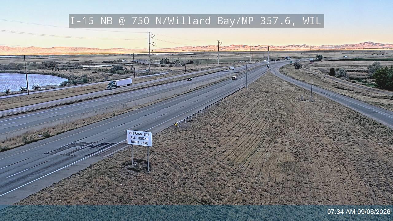 I-15 NB @ 750 N / Willard Bay / SR-315 / MP 357.6, WIL live camera view