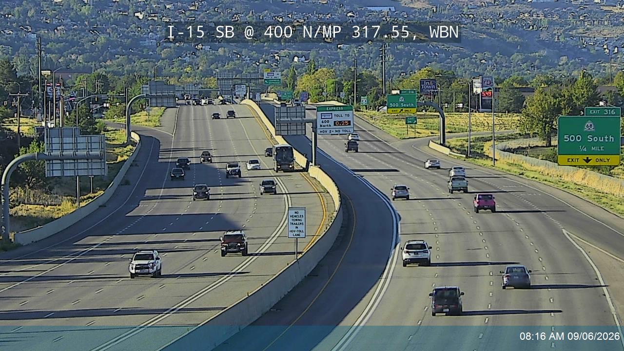 I-15 SB @ 400 N / SR-106 / MP 317.55, WBN live camera view