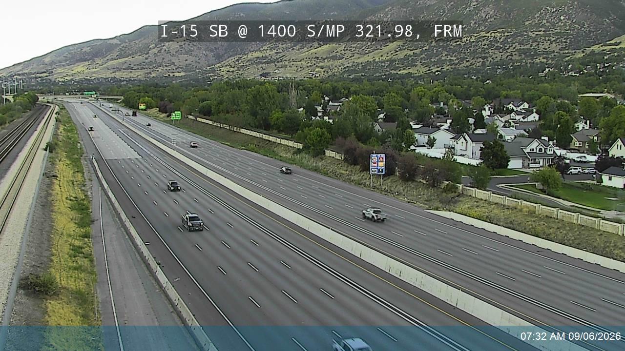 I-15 SB @ 1400 S / MP 321.98, FRM live camera view