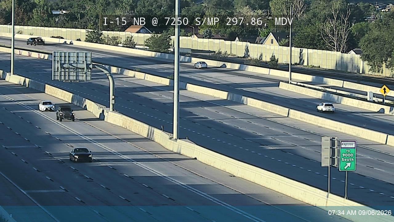 I-15 NB @ 7250 S / MP 297.86, MDV live camera view