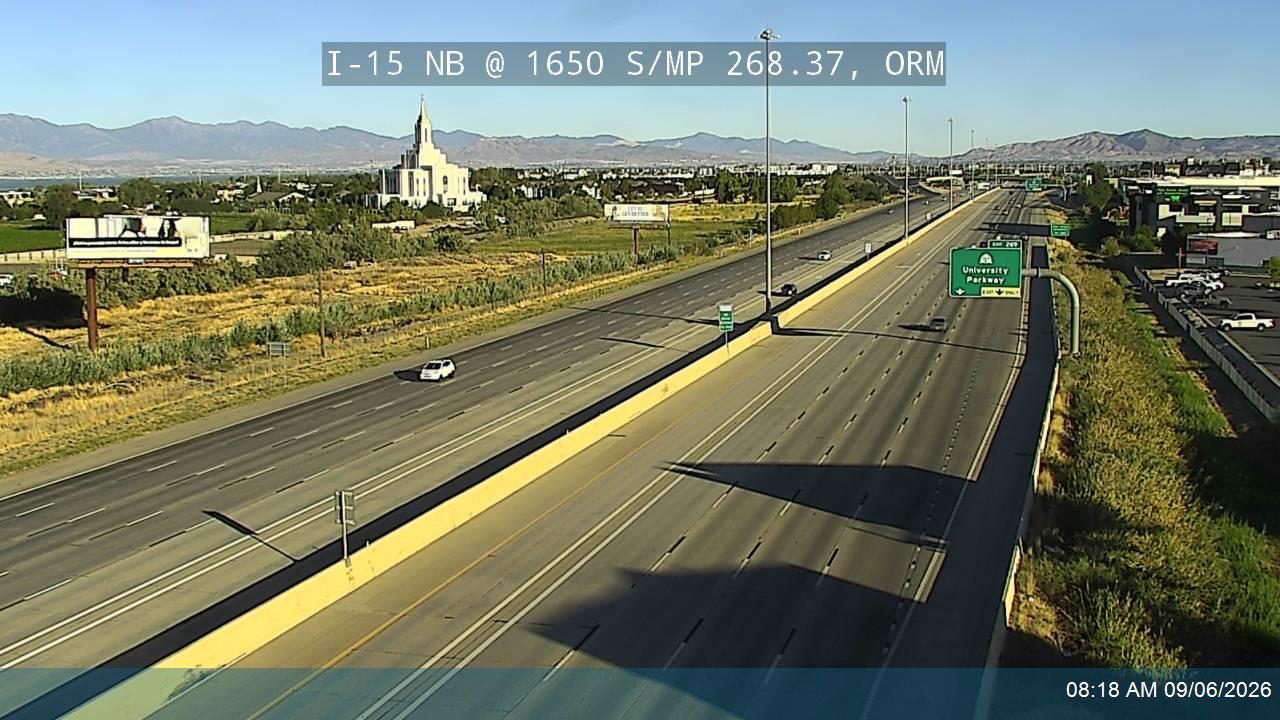 I-15 NB @ 1650 S / MP 268.37, ORM live camera view