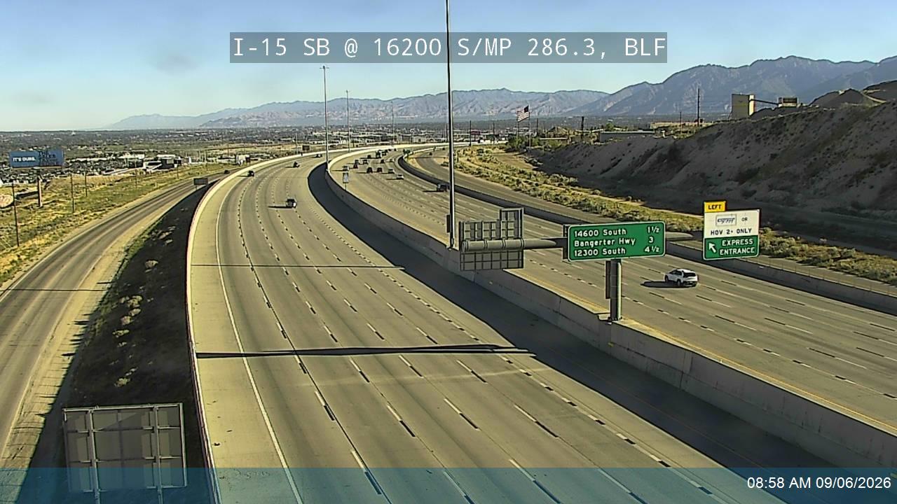 I-15 SB @ 16200 S / MP 286.3, BLF live camera view