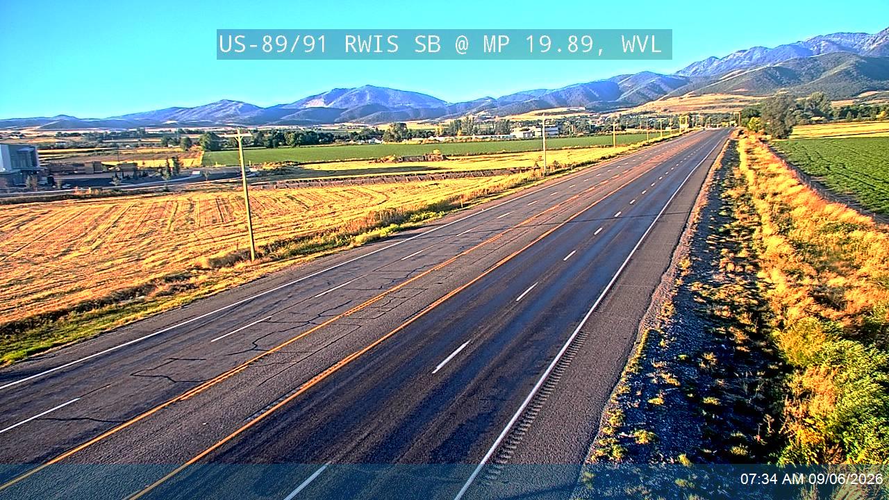 US-89/91 RWIS SB @ Milepost 19.9, WVL live camera view