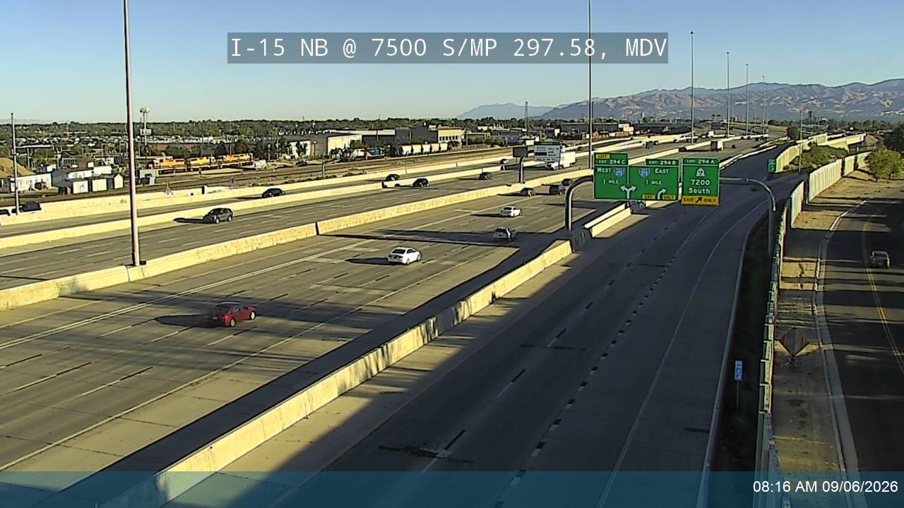 I-15 NB @ 7500 S / MP 297.58, MDV live camera view