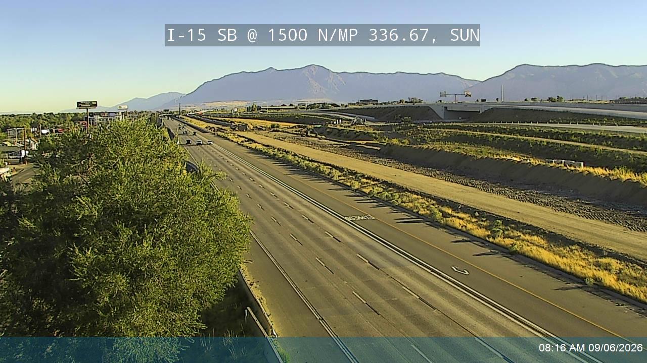 I-15 SB @ 1500 N / MP 336.67, SUN live camera view