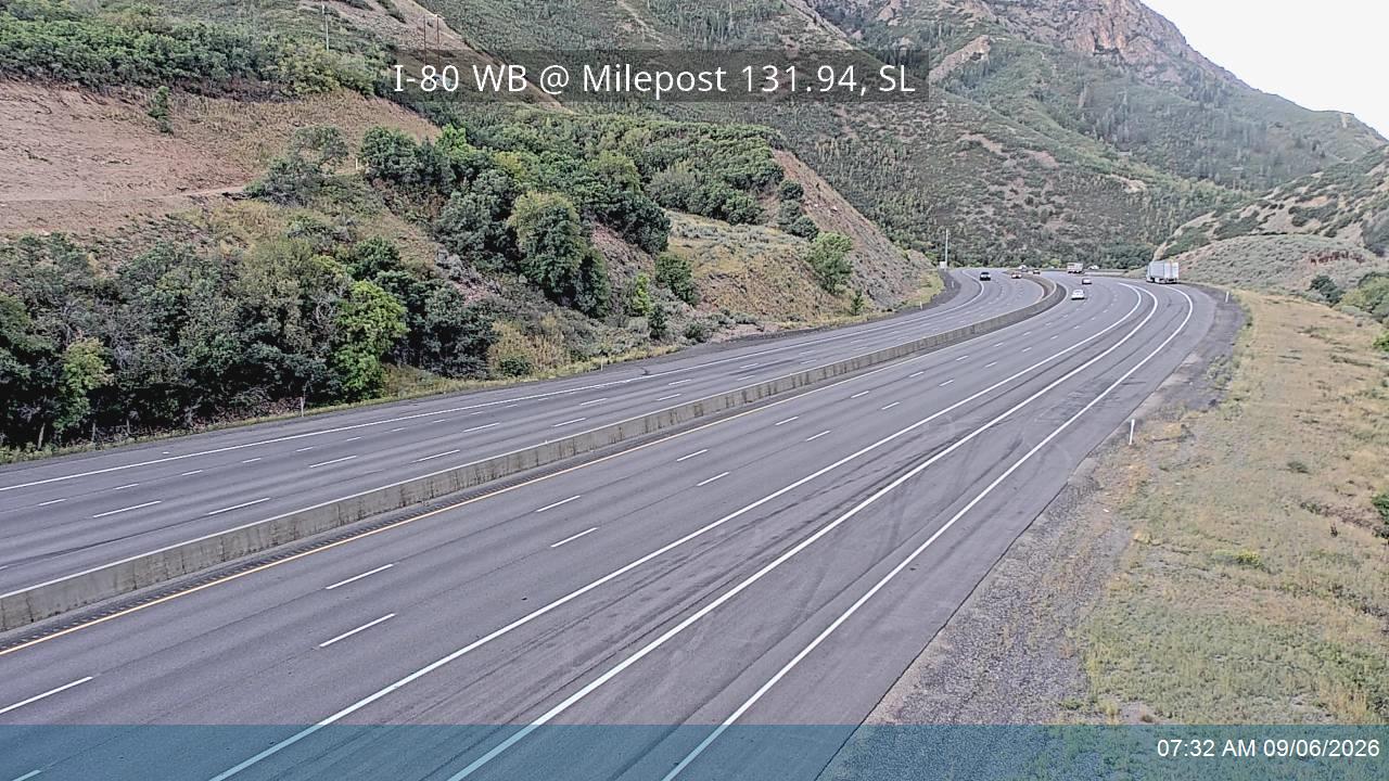 I-80 / Parleys Canyon WB @ Milepost 131.94, SL live camera view