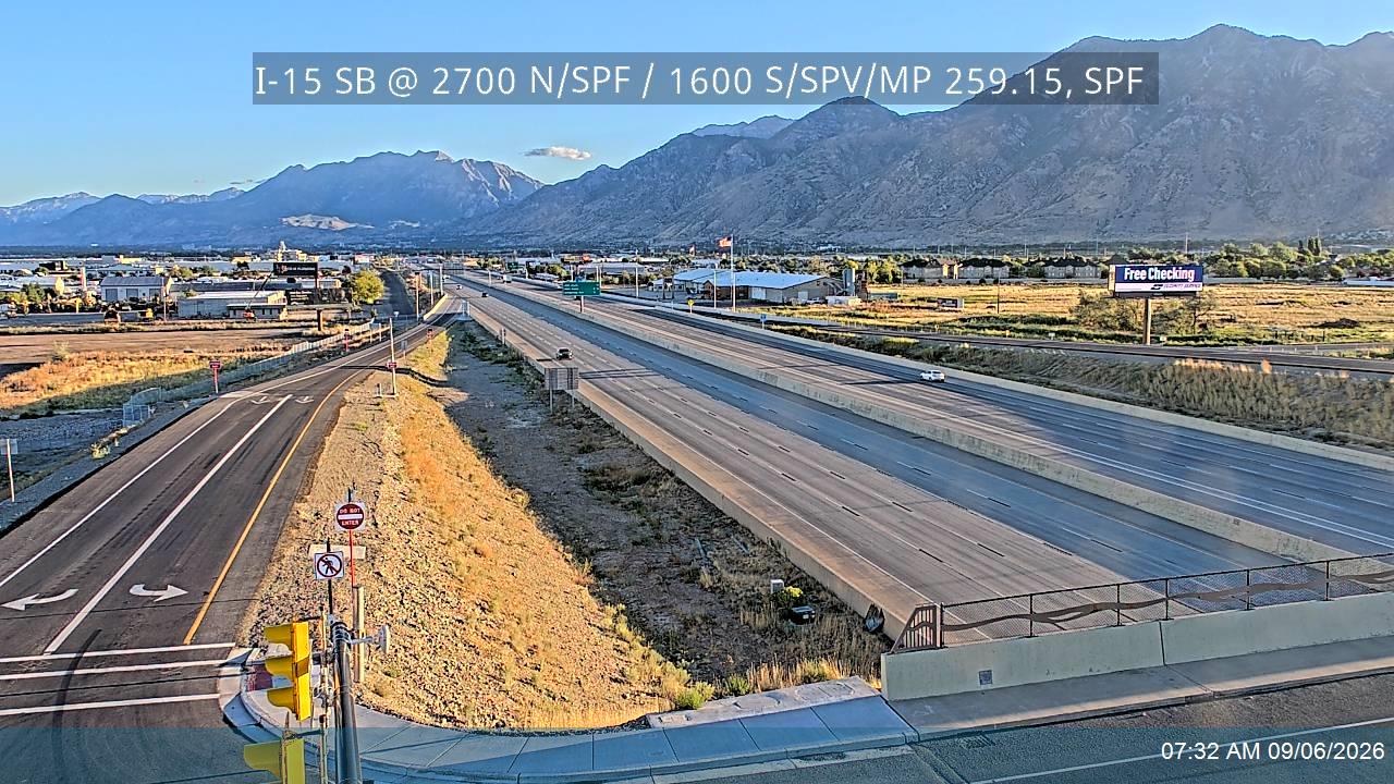 I-15 SB Ramps @ 2700 N, SPF / 1600 S, SPV live camera view