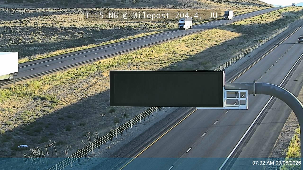I-15 NB @ Milepost 204.4, JU live camera view