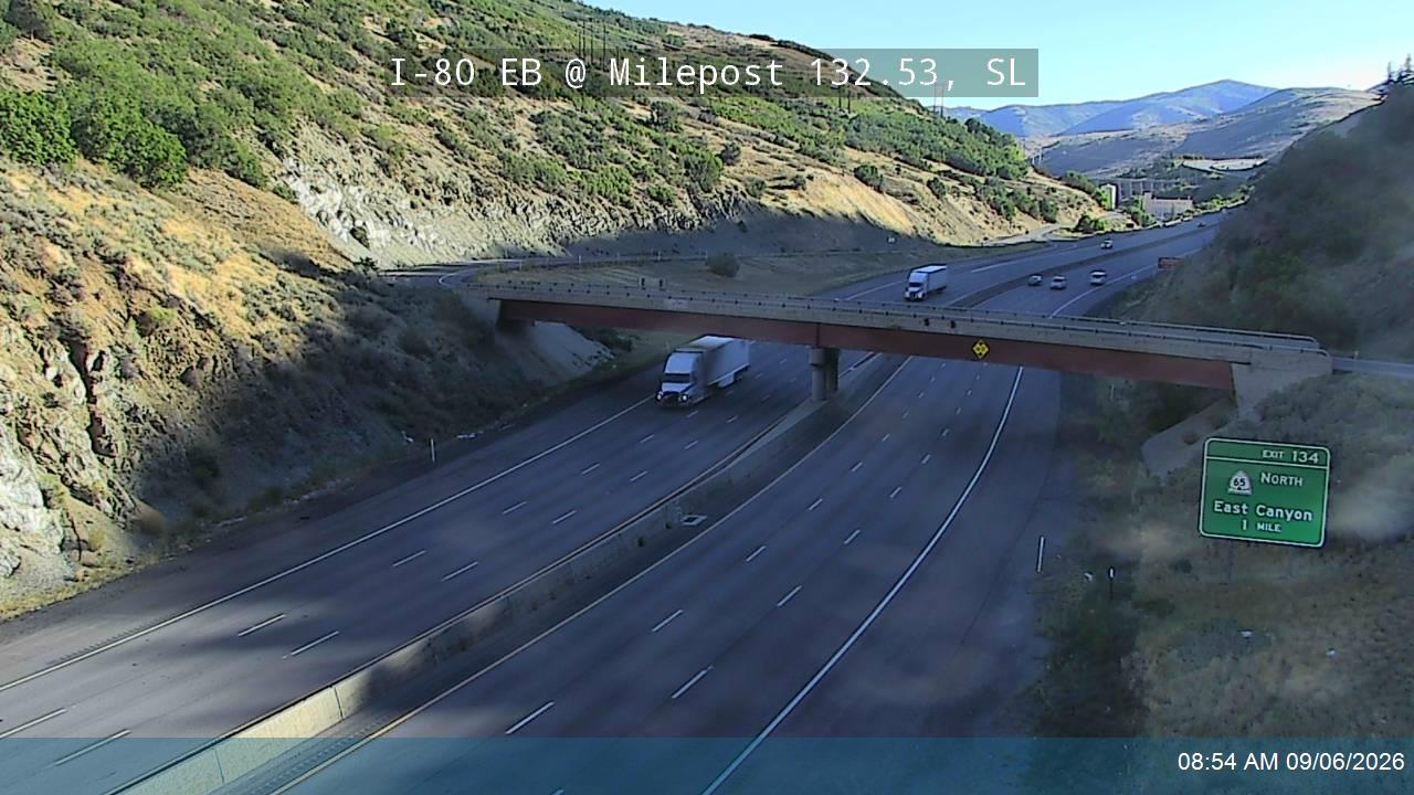 I-80 / Parleys Canyon EB @ Milepost 132.53, SL live camera view