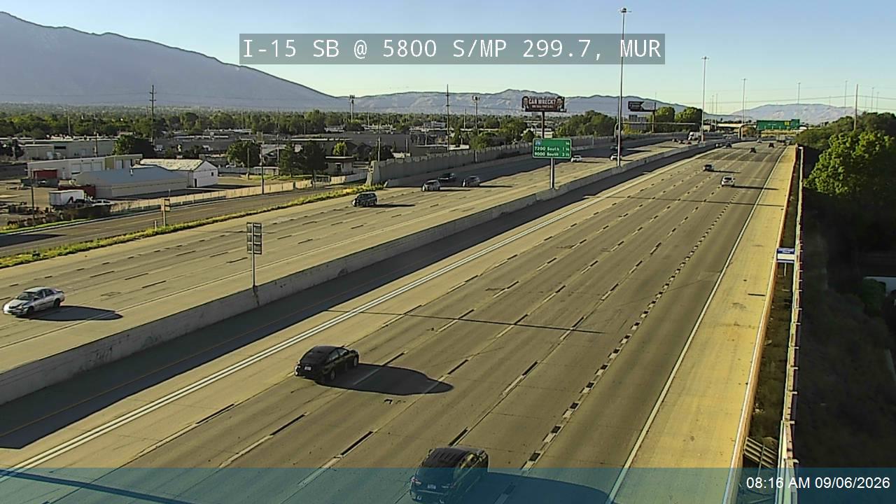 I-15 SB @ 5800 S / MP 299.7, MUR live camera view