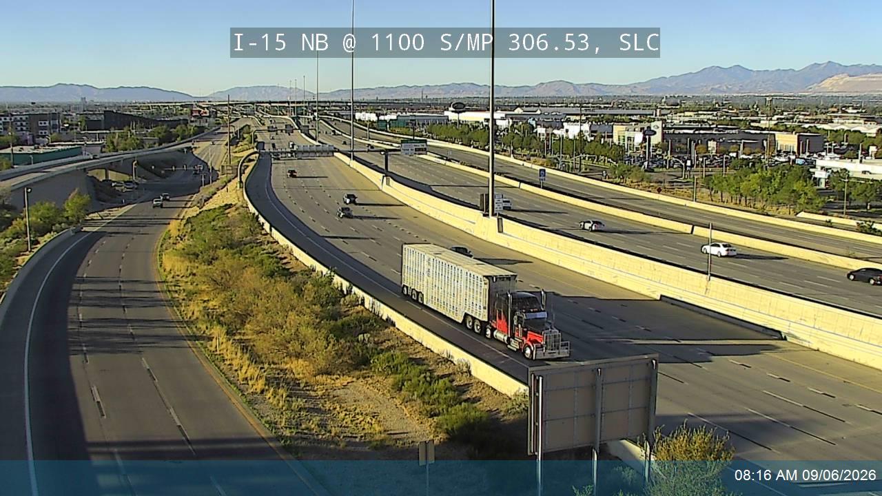 I-15 NB @ 1100 S / MP 306.53, SLC live camera view