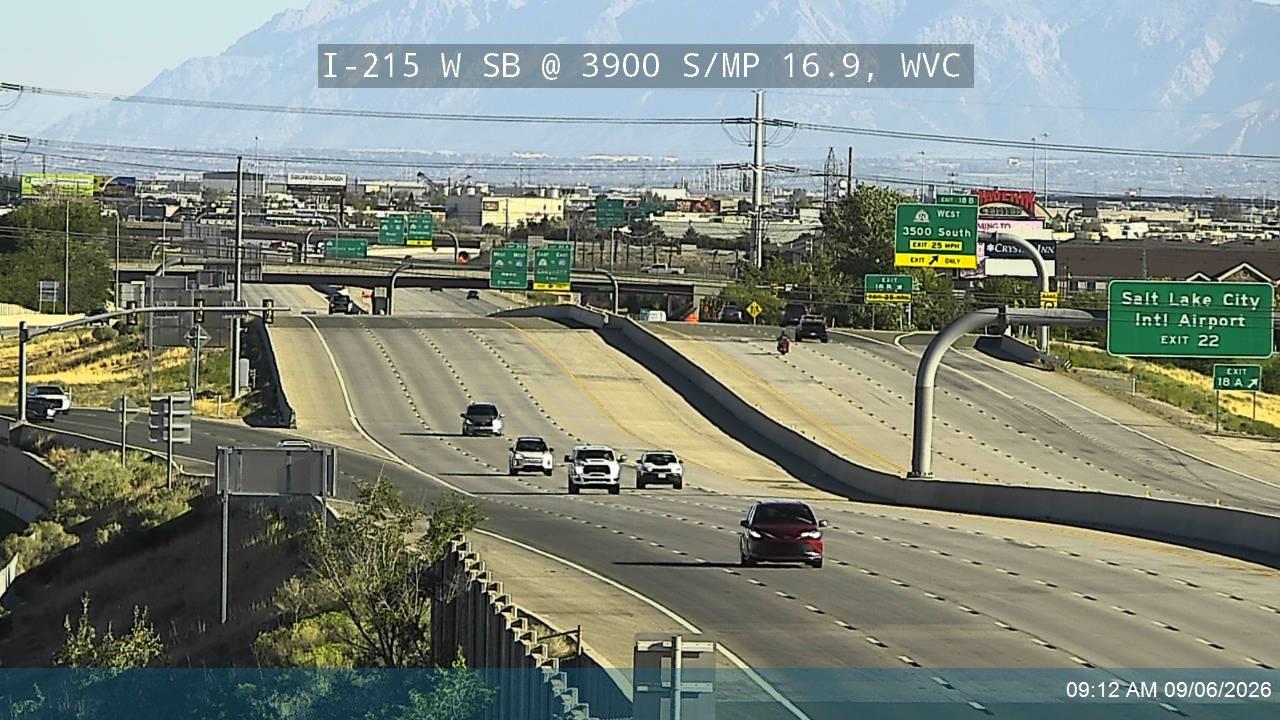 I-215 W SB @ 3900 S / MP 16.9, WVC live camera view