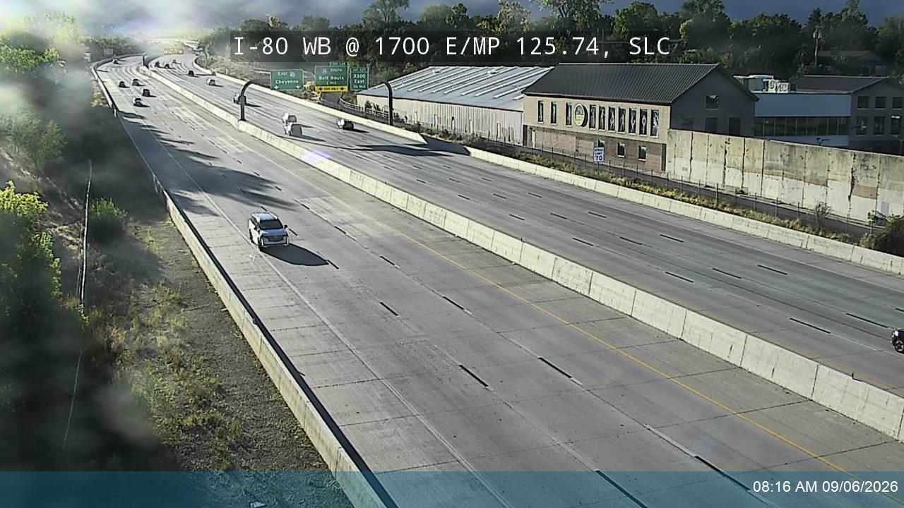 I-80 WB @ 1700 E / MP 125.74, SLC live camera view