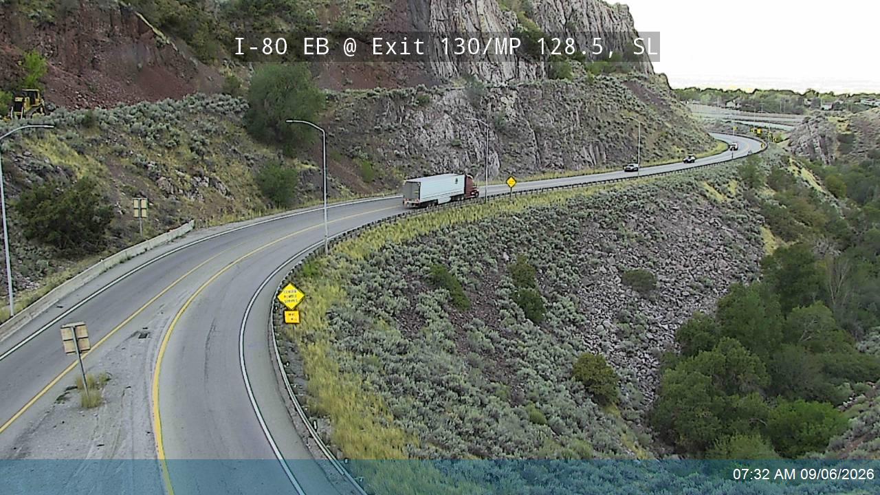 I-80 / Parleys Canyon EB @ Exit 130 to SB I-215 E / MP 128.5, SL live camera view