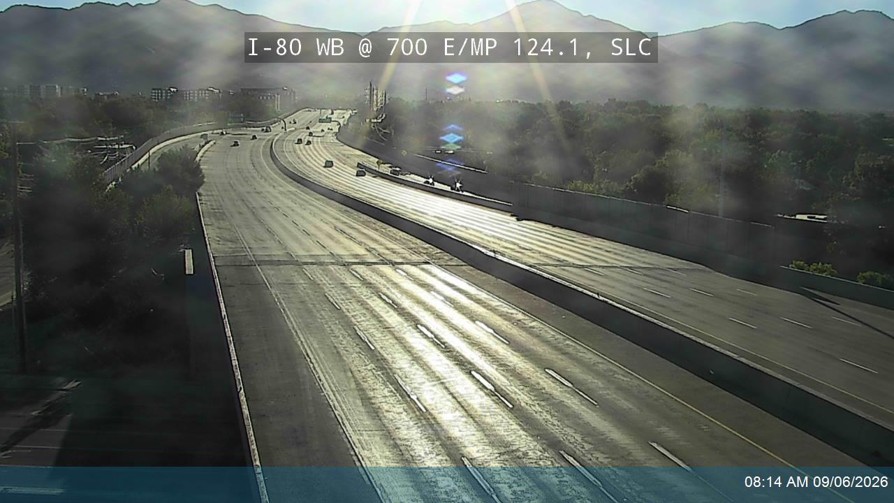 I-80 WB @ 700 E / SR-71 / MP 124.1, SLC live camera view