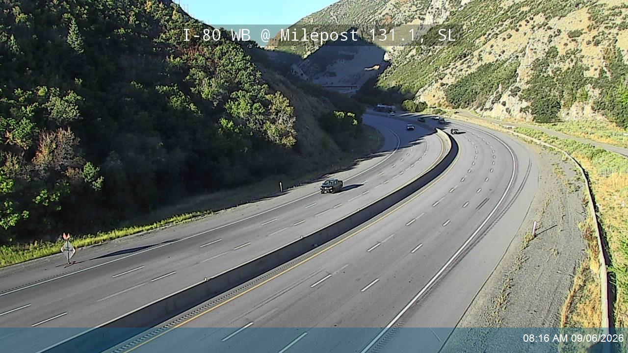 I-80 / Parleys Canyon WB @ Milepost 131.1, SL live camera view
