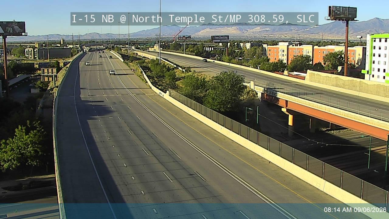 I-15 NB @ North Temple St / MP 308.59, SLC live camera view