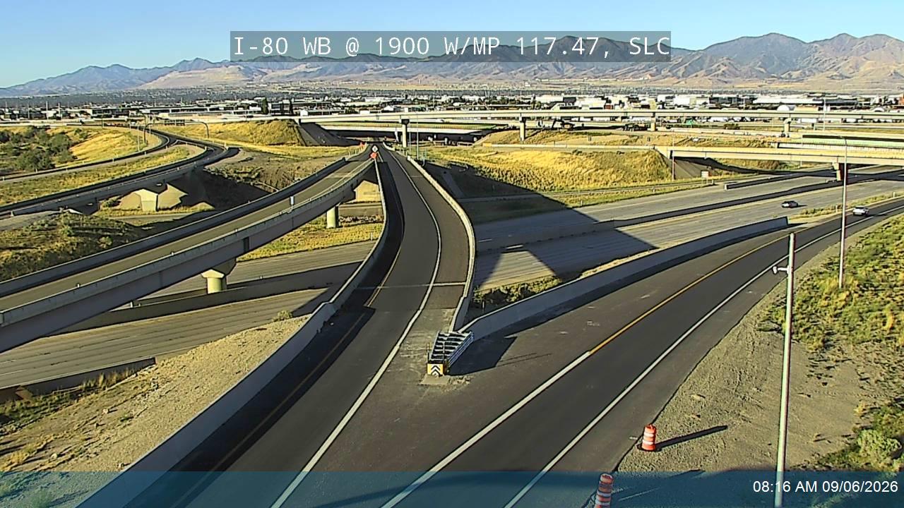 I-80 WB @ 1900 W / MP 117.47, SLC live camera view