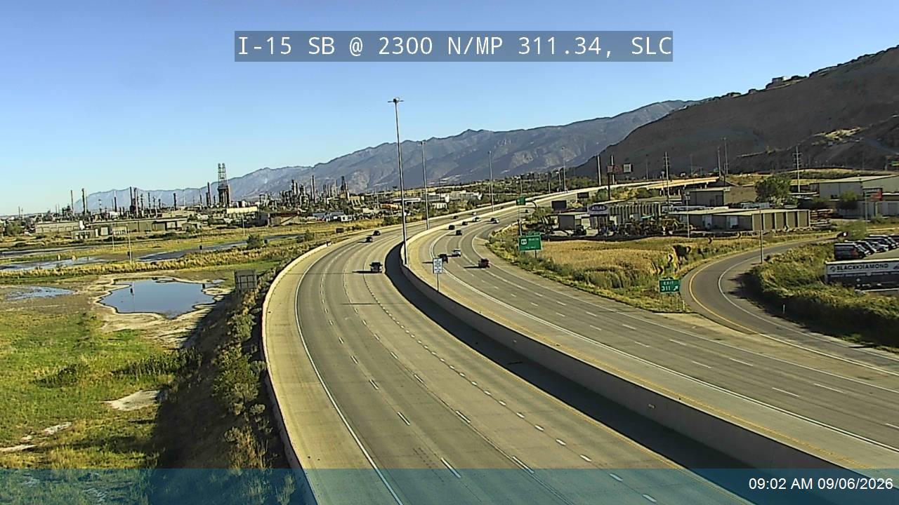 I-15 SB @ 2300 N / Warm Springs Rd / MP 311.34, SLC live camera view