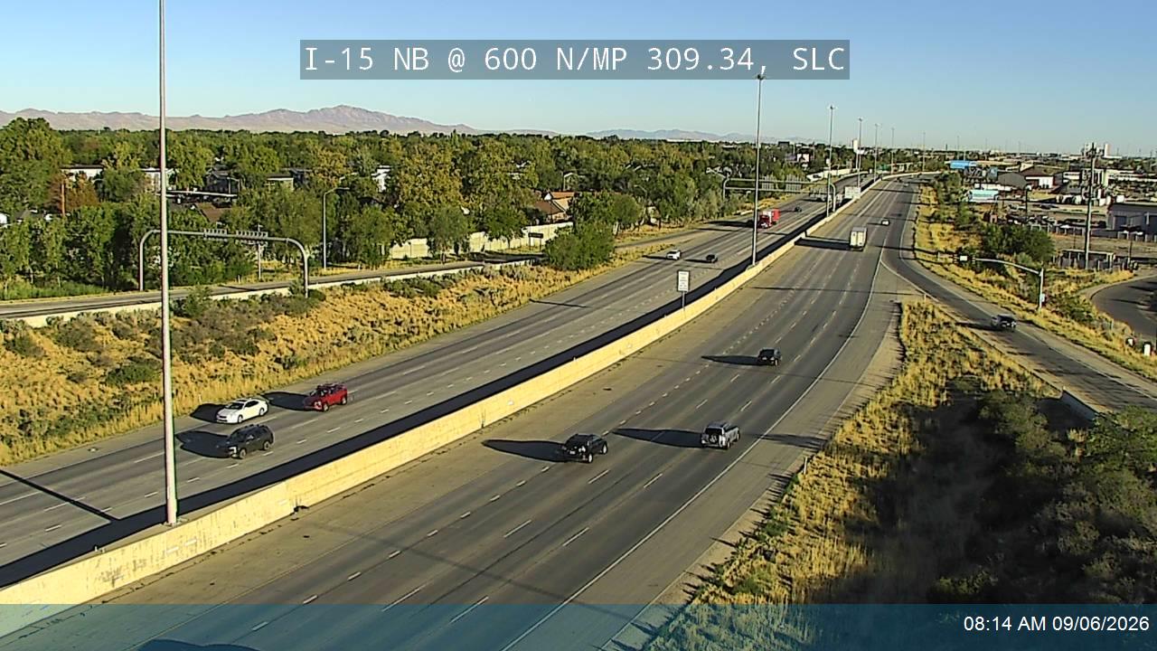 I-15 NB @ 600 N / SR-268 / MP 309.34, SLC live camera view