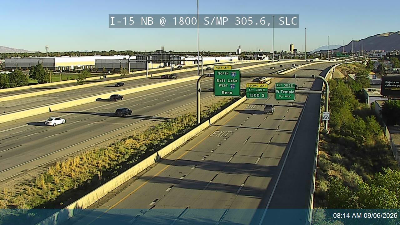 I-15 NB @ 1800 S / MP 305.6, SLC live camera view