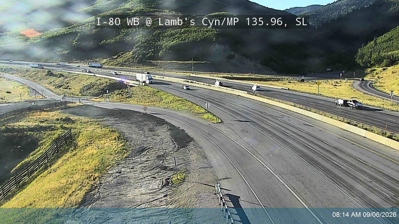 I-80 / Parleys Canyon WB @ Lambs Canyon Rd On-ramp / MP 135.96, SL live camera view