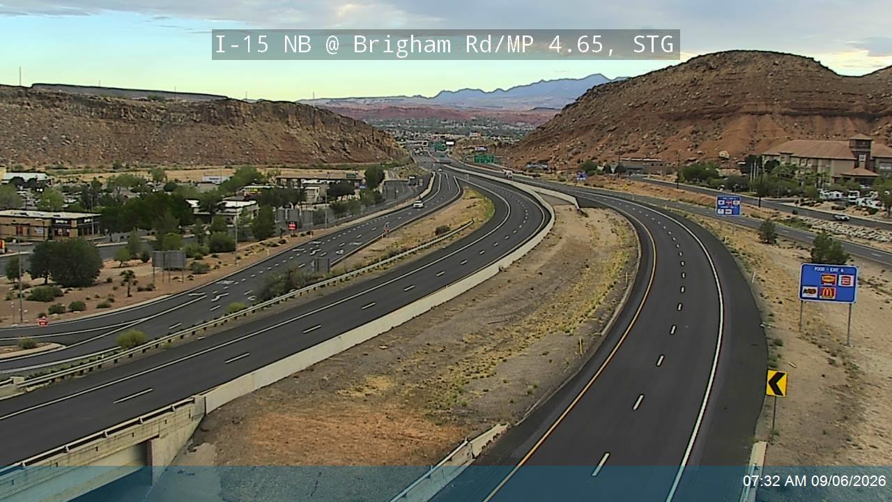 I-15 NB @ Brigham Rd / MP 4.65, STG live camera view