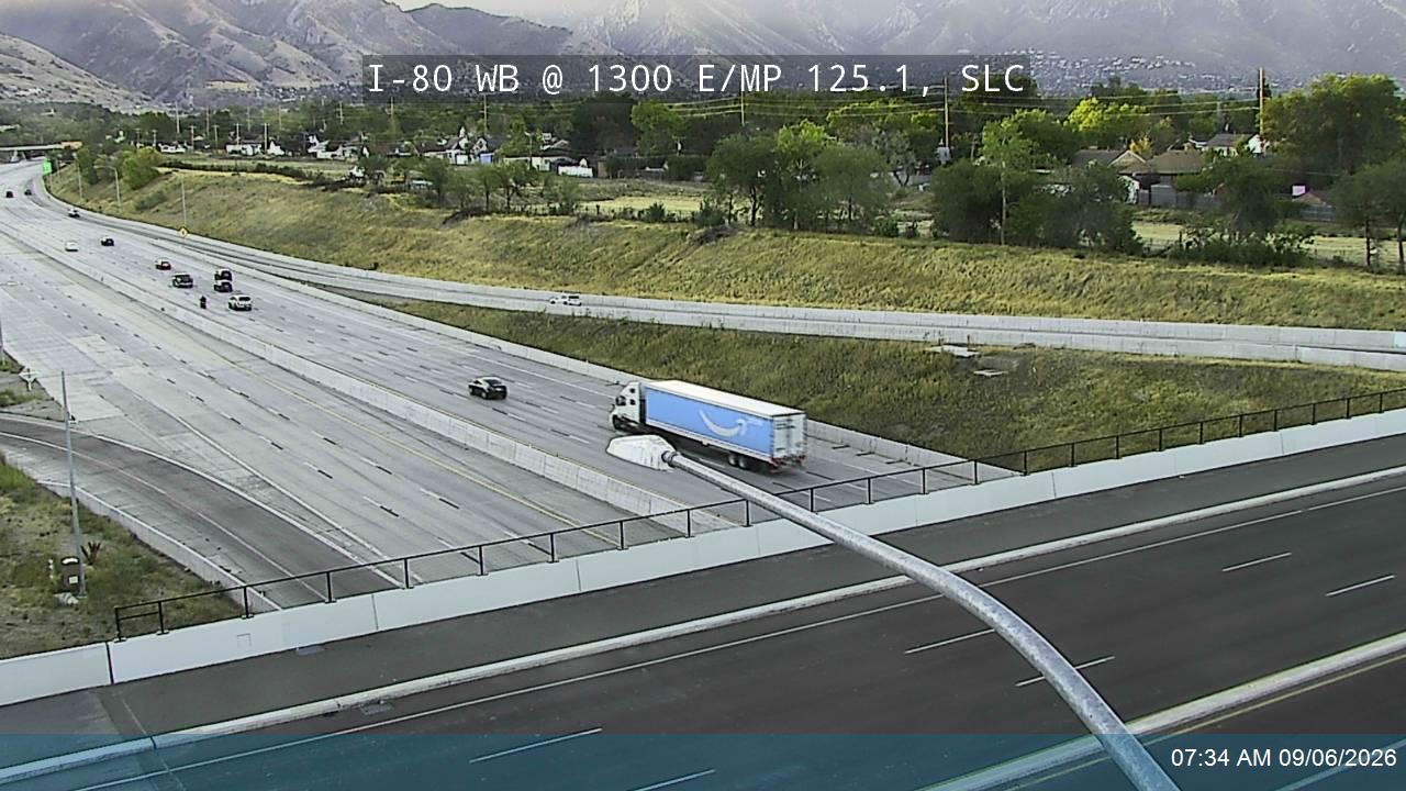 I-80 WB @ 1300 E / MP 125.1, SLC live camera view