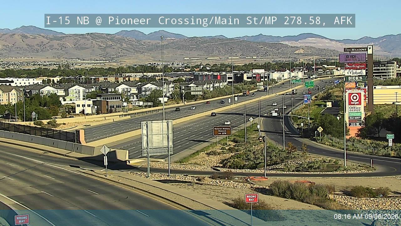 I-15 NB @ Pioneer Crossing / Main St / SR-145 / MP 278.58, AFK live camera view